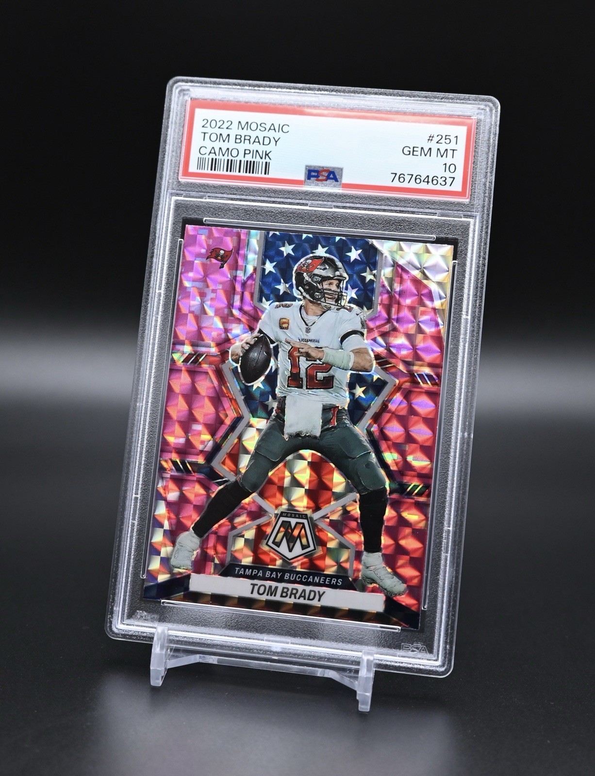 2022 PANINI MOSAIC CAMO PINK #251 TOM BRADY PSA 10 GEM MINT view 3