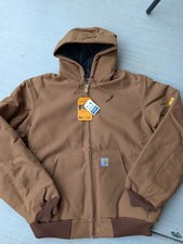 NEW Carhartt Duck USA Made Jacket J140 Flannel Lined Hooded Workwear Sz L Tall