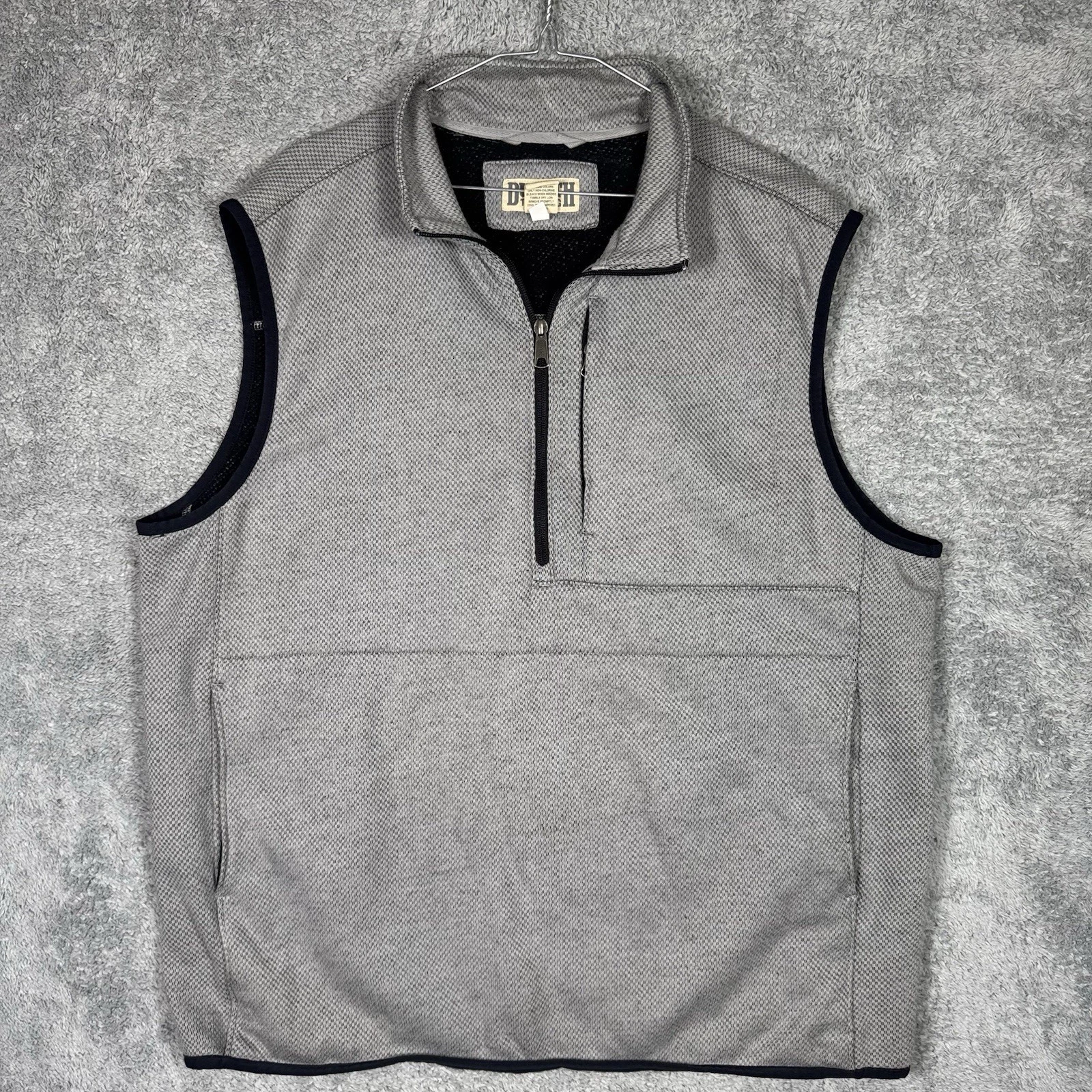 Duluth Trading Vest Mens L Gray Threshold 1/2 Zip Fleece Sweater Sweatshirt