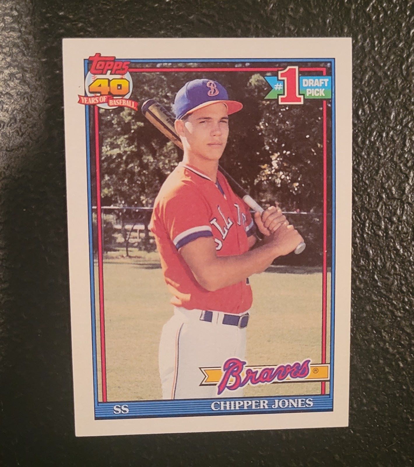 MLB CHIPPER JONES Braves 1991 Topps #1 Draft Pick ROOKIE RC Trading CARD #333