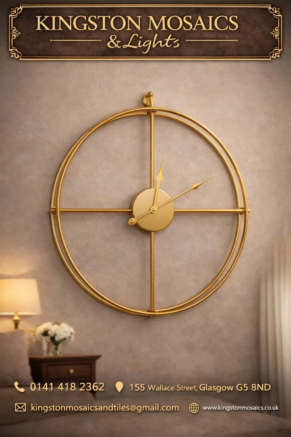 Large Gold Metal Skeleton Wall Clock Modern Minimalist Silent Wall Clock - Picture 1 of 2