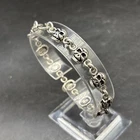SKULL Bracelet Skeleton Head Links 925 Silver Approx 21g 7" Gothic Biker Pirate