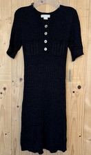 New Michael Kors Sweater Dress - Black w/ Sparkle, Gold Buttons, L, Holiday 2008