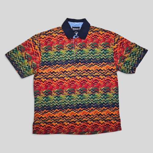 Missoni, Missoni Mare Cotton Polo Shirt Size S 90s Vintage Made In Italy Multicolor