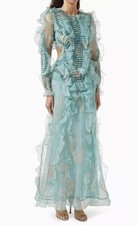 BNWT Zimmermann Illuminate floral ruffled silk organza gown, Size 1/ AU 10
