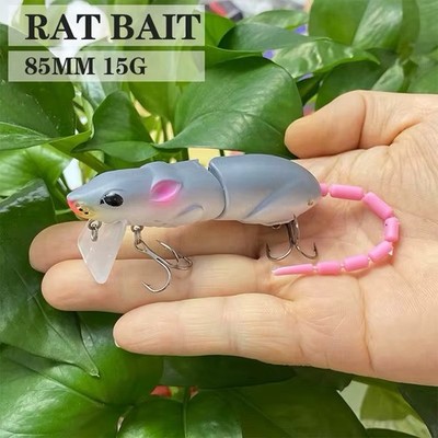 Multi Jointed Topwater Rat Mouse Fishing Lure Bass Lunker Lure Pike Wake Bait