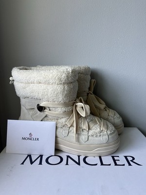 Moncler Insolux Faux Fur & Suede Snow Boots White Sz 40.5 NWT/box