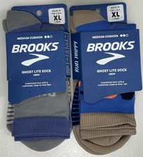 2- Brooks Ghost Lite Running Crew Socks Size XL Men's 12 - 14 Medium Cushion