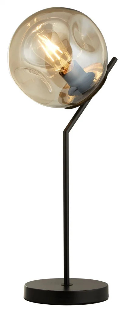 Table Light Black Punch Matt Champagne Glass Searchlight 22121-1BK