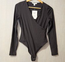 MSRP 34.5 And Now This V-Neck Bodysuit Black Women's Large H92-31