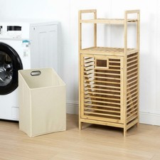 Étagère de Salle de Bain avec Panier à Linge pour Buanderie, Chambre