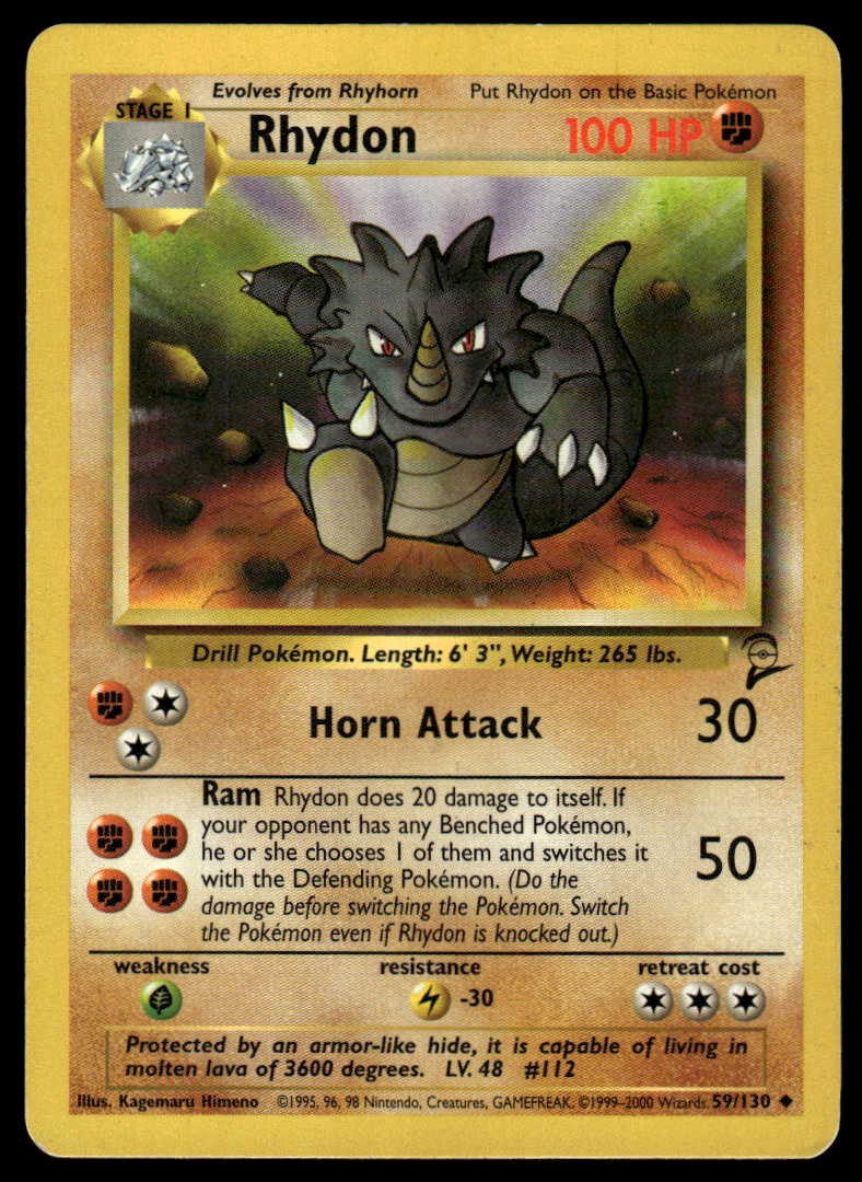 POKEMON RHYDON BASE SET 2 59/130 UC MP