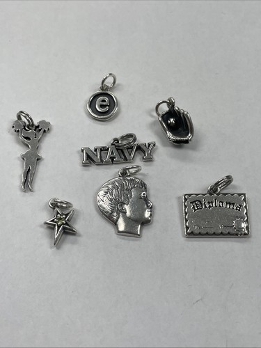 James Avery Sterling Silver Charm Lot 7 Diploma Navy Cheerleader Star