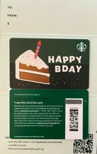 2022 STARBUCKS "HAPPY BDAY" GIFT CARD #6193 NO VALUE 