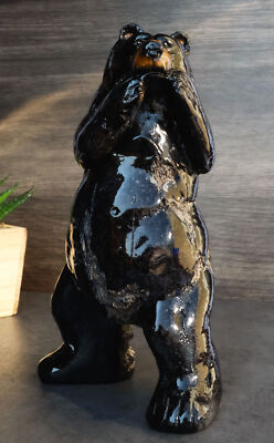 Rustic Western Woodlands Forest Black Bear South Paw Boxing Decorative Figurine