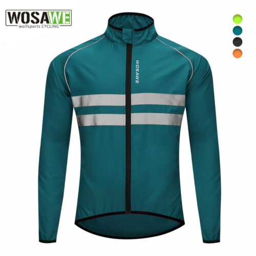 WOSAWE High Visibility Cycling Jacket Reflective Windbreaker Waterproof MTB Coat - Afbeelding 1 van 15