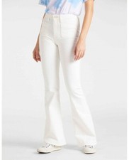 LEE Women's FLARE PATCH POCKET Stretch Denim Jeans WHITE W25 L31