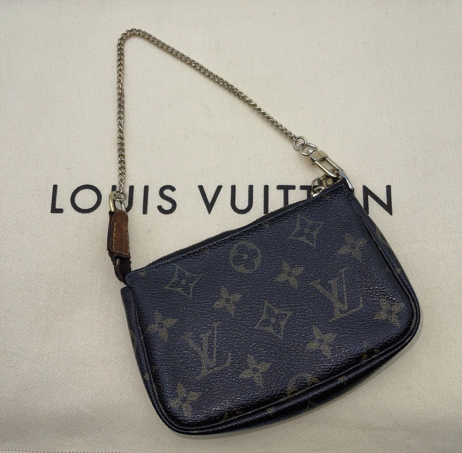 LOUIS VUITTON（LV） Autentica Louis Vuitton Mini Pochette Accessori Borsa Monogram Borsa Catena Marrone