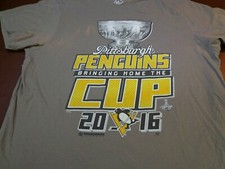 PITTSBURGH PENGUINS 2016 BRINGING HOME THE CUP LARGE T-SHIRT   FLAWS   K1
