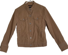 Gap Store Corduroy Tan Beige Jacket Women's Sz M Trucker Coat Stretch VTG Y2K
