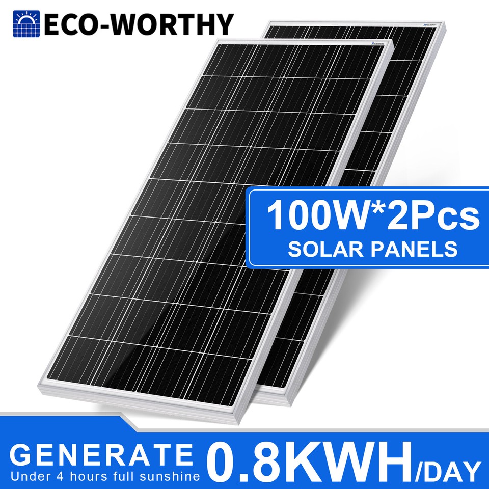 Solar Panel Ebay ECO-WORTHY 100W 200W 400W 1000W Watt Solar Panel Mono 12V PV Home RV ...