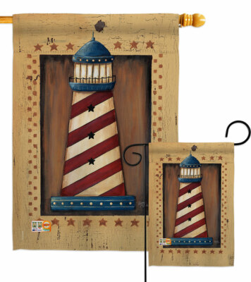 Patriotic Lighthouse Garden Flag Nautical Coastal Decorative Yard House Banner