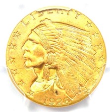 1926 Indian Gold Quarter Eagle $2.50 Coin - PCGS MS65+ Plus Grade - $5,000 Value
