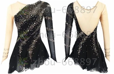 ICE DANCE WHIRLY Figure Skating Dress Women Ice Skating Dresses Custom black handmade