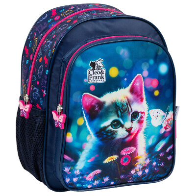 Cleo & Frank süße Katze Kinder Rucksack 28 cm Kindergarten Tasche Mädchen