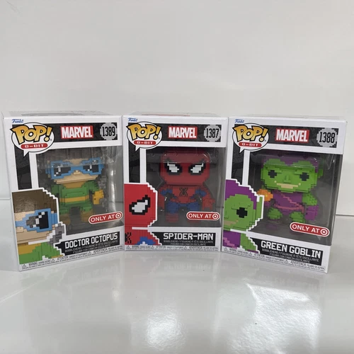 Lot Of 3 Marvel Funko Pop Vinyl Target 8-bit Spider-Man Green Goblin Doc Ock