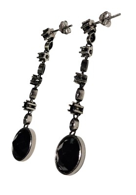 Blackstar good karma 925 Sterling silver black dangle earrings [EAR02]