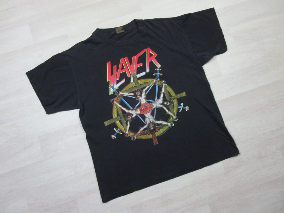 Camiseta Slayer Vintage (XL) Circle of Beliefs Tour Gráfico Rueda de Cristo 2 Caras Foto 2 de 4