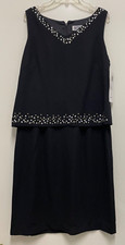 NWT BOB MACKIE Dress - Black Polyester Sleeveless, Embellished, Knee Length Sz 8