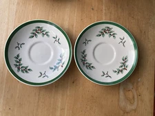 Set of 2 Spode Christmas Tree Holly Tea Cup Saucers Only England S3324