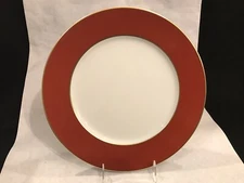 Raynaud & Co Limoges France SLV Horizon Charger Red & white gold trim 11 7/8"
