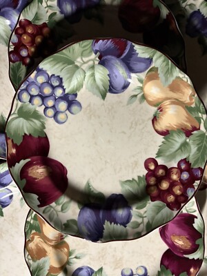 Set Of 7-Noble Excellence Napa Valley 11 1/4  Dinner Plates Apples Pears Grapes