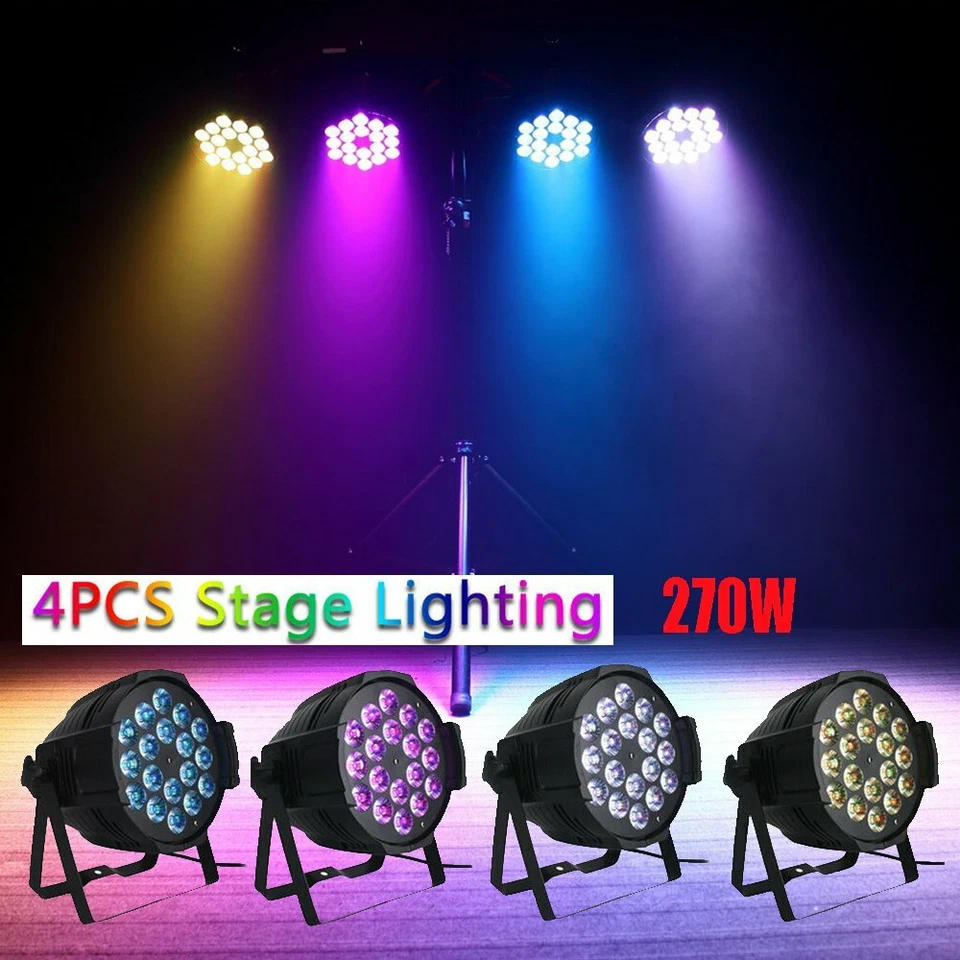 Par Can Stage Light 270W RGBW 18 LED Strobe Beam DMX512 DJ Disco Home Party Show - Image 3 of 4