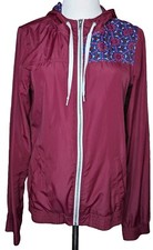 Empyre Windbreaker Maroon Geometric Pattern Jacket Women's Medium