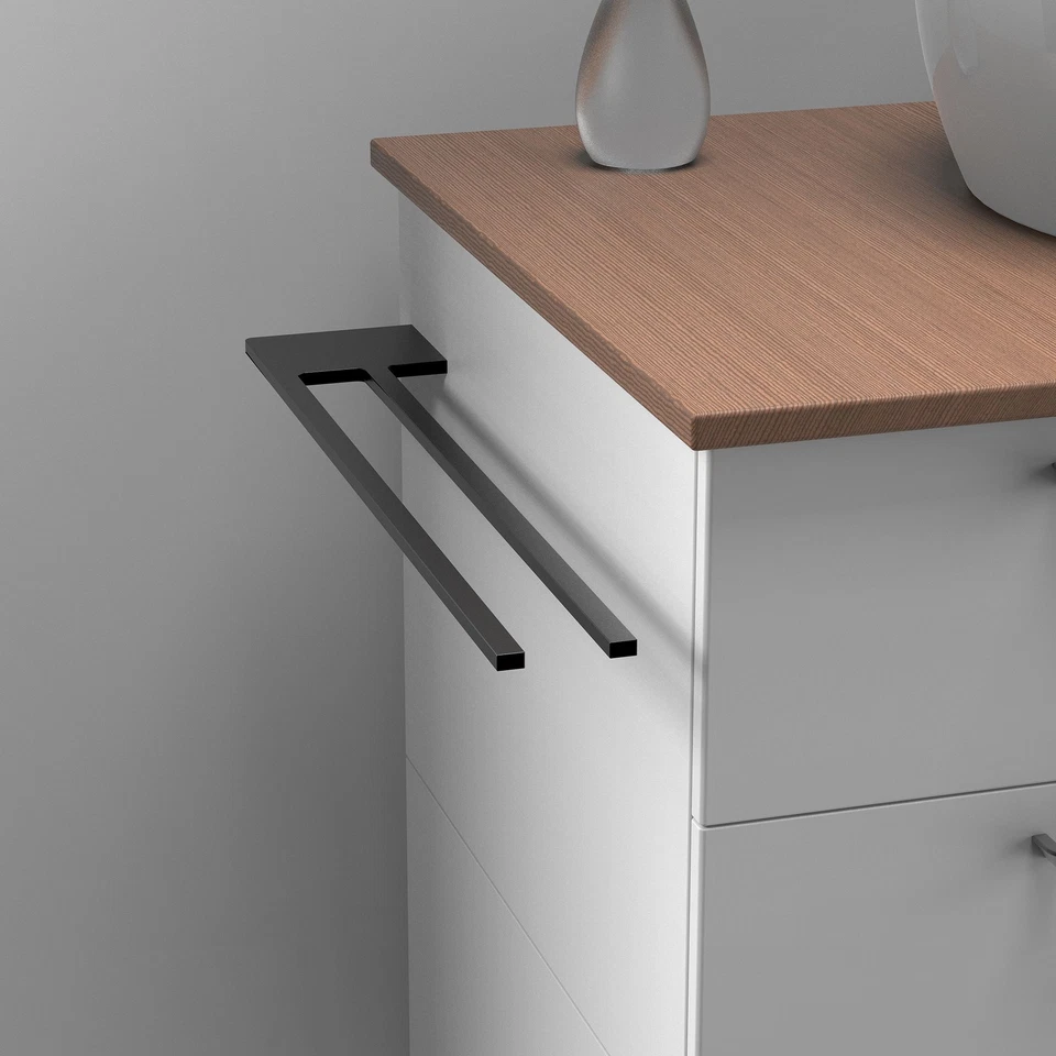 Handtuchhalter Slim mit zwei Stangen für Waschtisch,schwarz, Aluminium - Bild 2 von 4