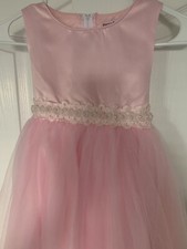 Girls Formal Pink Tulle Sleveless Dress With Embroidery Size 4xl Runs Big