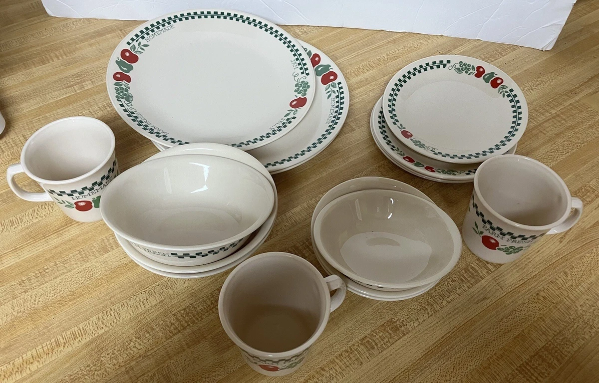 15 Piece Corelle FARM FRESH Farmhouse Dinnerware & Bread Plates, Bowls,  Mugs Set