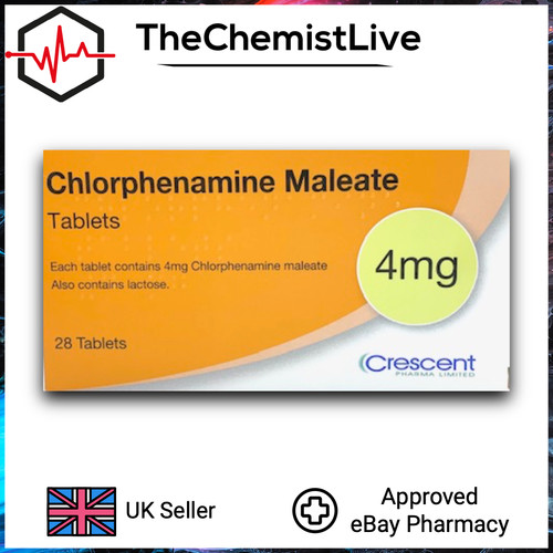 Chlorphenamine Maleate 4 mg x 28 Tablets For Hives/Hay Fever/Eczema