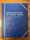 Barber Silver Quarter Partial Vintage 1940 Whitman Coinbook. Includes 10 Coins.