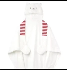 Polar Bear Kids Hooded Throw Blanket, 40"x50"  Plush Faux Fur Blanket Wrap