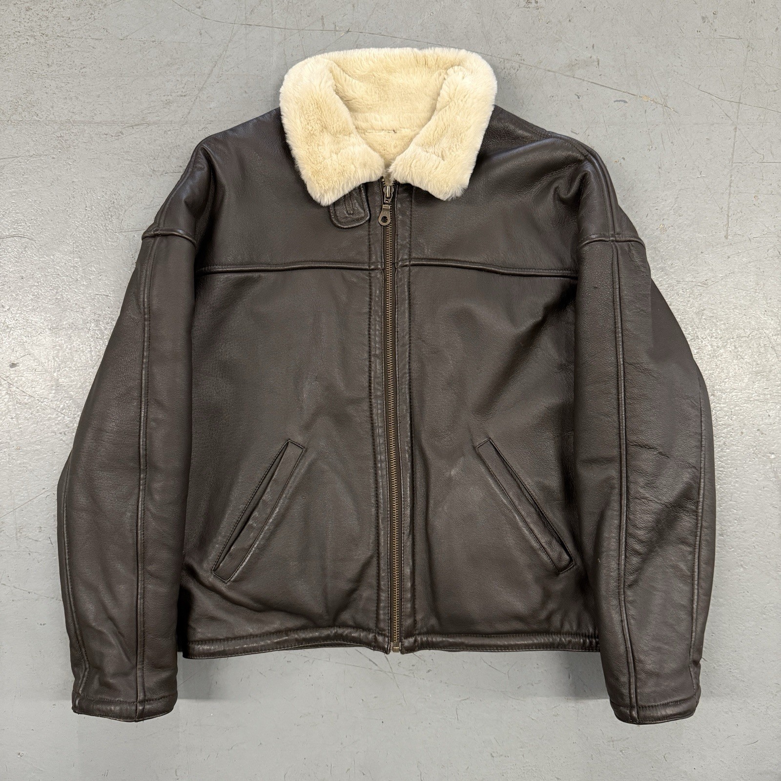 VTG Wilson's Leather Adventure Bound Shearling Sherpa Lined Coat Size Small