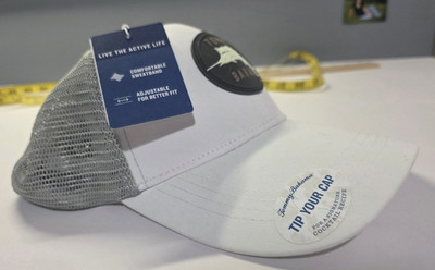 Tommy Bahama Golf Hat Tip Your Cap White Gray Marlin Mesh Back Snapback Cap NWT
