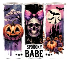 Spooky Babe  Season  Halloween Pink  20oz Skinny Tumbler Travel Insulated