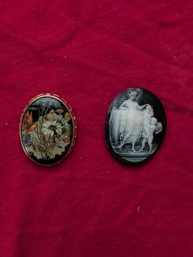 Vintage Jewelry Brooches Pins Costume Art Nouveau Two