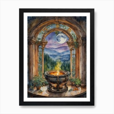 Spell Casting - Witch's Cauldron Fa Framed Wall Art Poster Canvas Print Picture