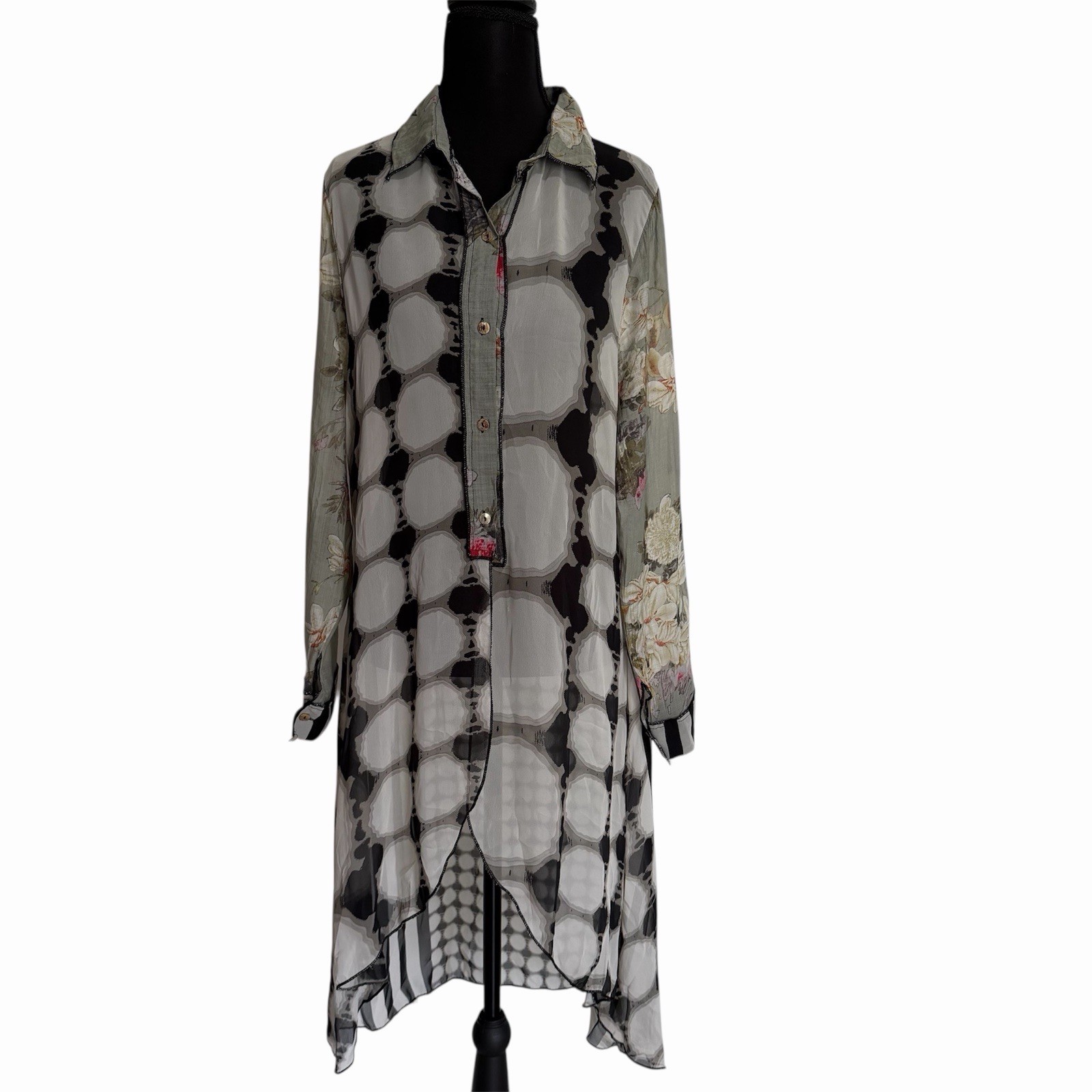 Sheer Abstract Patterned Blouse - image 1